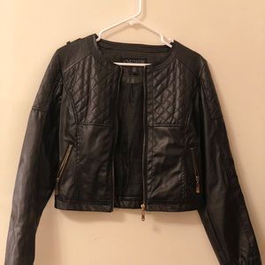 black leather jacket